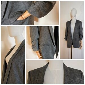ZARA Herringbone Blazer with Sleeve Detail